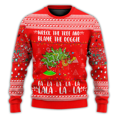 Christmas Sweater / S Cat Wreck The Tree Christmas Red Style - Sweater - Ugly Christmas Sweaters - Owls Matrix LTD