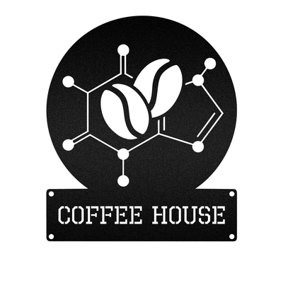 Coffee Caffeine Molecule Personalized - Two Colours Led Lights Metal - Owls Matrix LTD