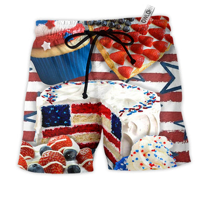 Beach Short / Adults / S Baking Cake Independence Day Style - Beach Short - Owls Matrix LTD