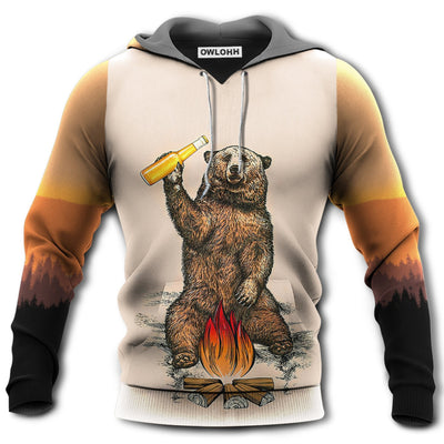 Unisex Hoodie / S Camping Bear I Hate People With Mountain - Hoodie - Owls Matrix LTD