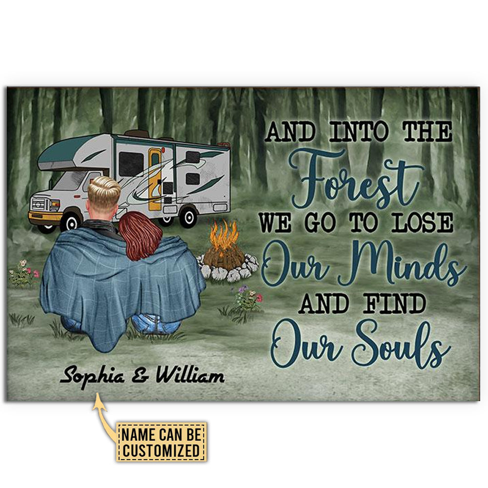12x18 Inch Camping Couple And Into The Forest Personalized - Horizontal Poster - Owls Matrix LTD