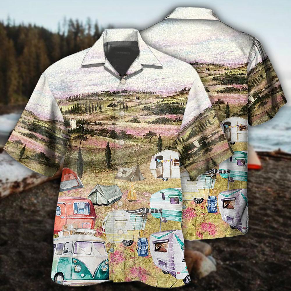 Camping Immense Meadow Art - Hawaiian Shirt - Owls Matrix LTD