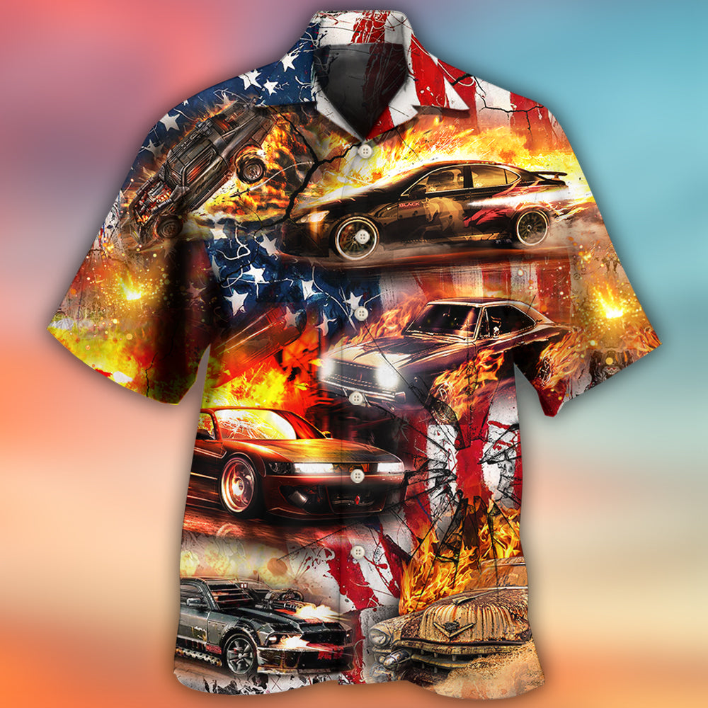 Car Independence Day Fire - Hawaiian Shirt - Owls Matrix LTD