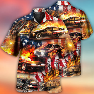 Car Independence Day Fire - Hawaiian Shirt - Owls Matrix LTD
