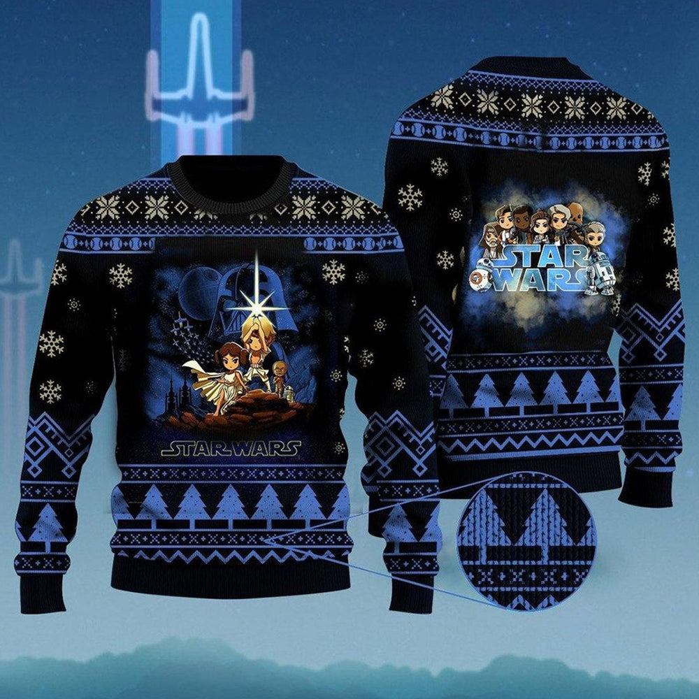 Christmas Star Wars Cartoon Star Wars Characters - Sweater - Ugly Christmas Sweaters