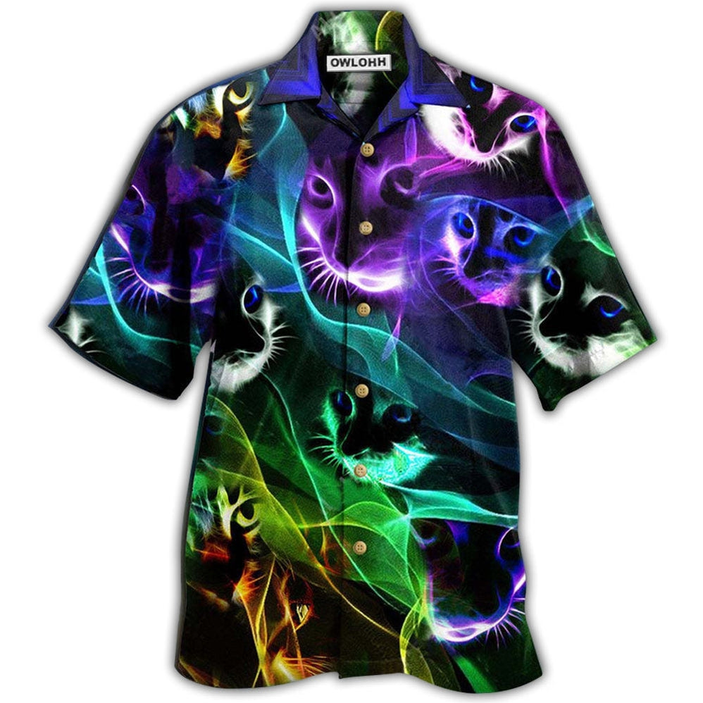Hawaiian Shirt / Adults / S Cat Awesome Flash Neon Style - Hawaiian Shirt - Owls Matrix LTD