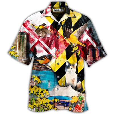 Hawaiian Shirt / Adults / S Cat Beautiful Maryland State - Hawaiian Shirt - Owls Matrix LTD