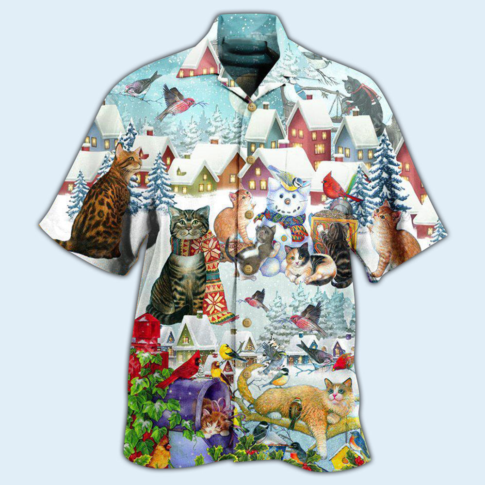 Cat Bird Winter Beautiful - Hawaiian Shirt - Owls Matrix LTD