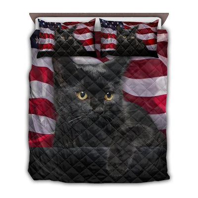 TWIN ( 50 x 60 INCH ) Black Cat American Cute - Quilt Set - Owls Matrix LTD