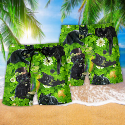 Cat Black Cats Love Green - Beach Short - Owls Matrix LTD