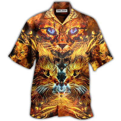 Hawaiian Shirt / Adults / S Cat Cool Flaming Cat - Hawaiian Shirt - Owls Matrix LTD