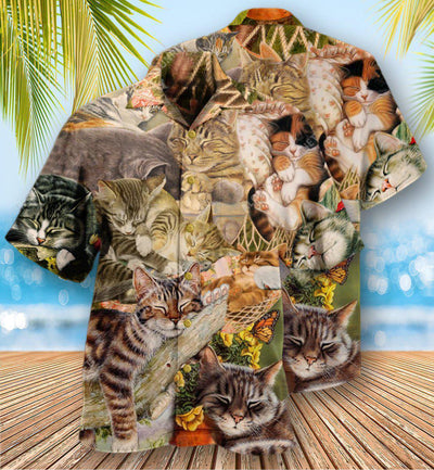 Cat Dreaming Sleeping Time - Hawaiian Shirt - Owls Matrix LTD