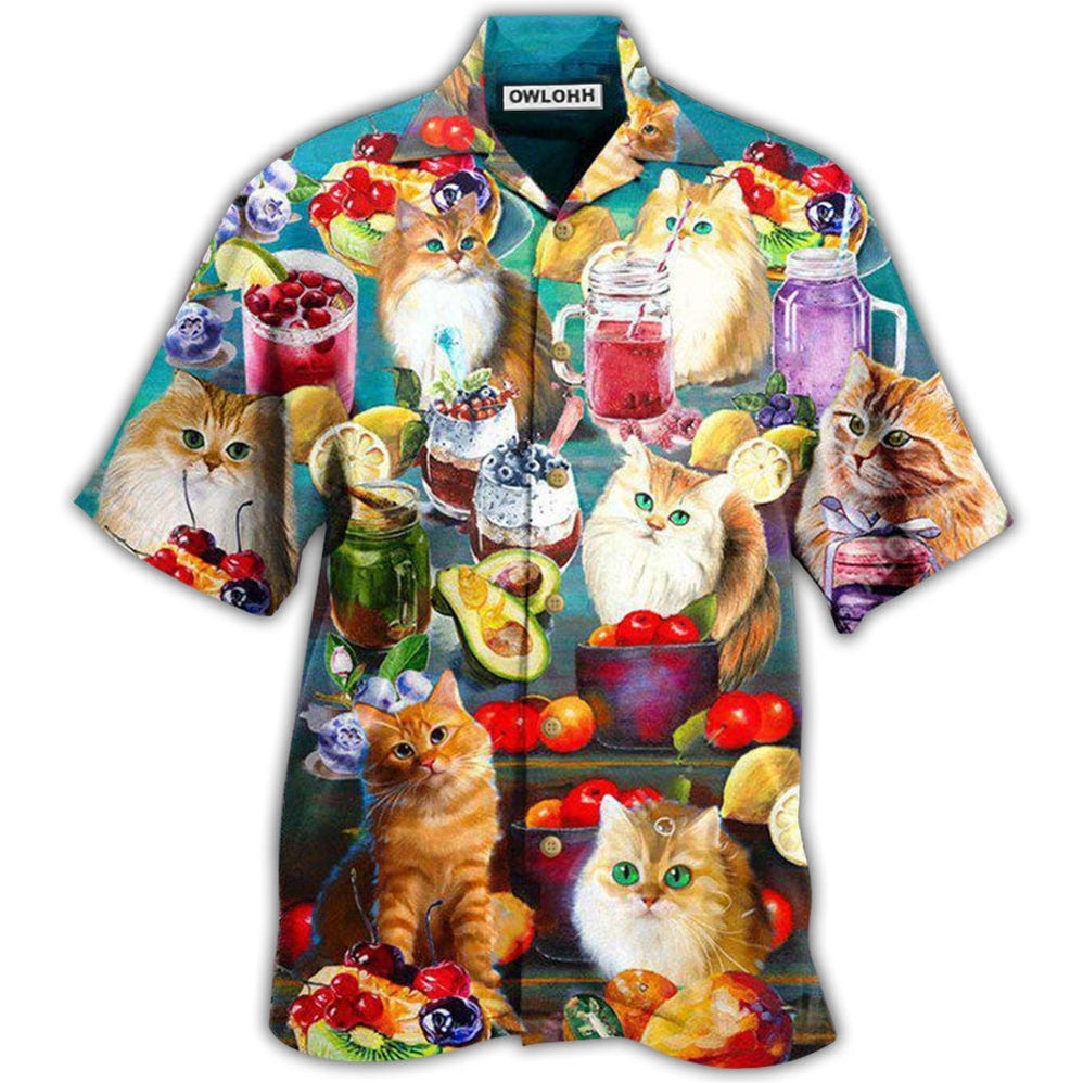 Hawaiian Shirt / Adults / S Cat Fresh Your Day With Smoothies - Hawaiian Shirt - Owls Matrix LTD
