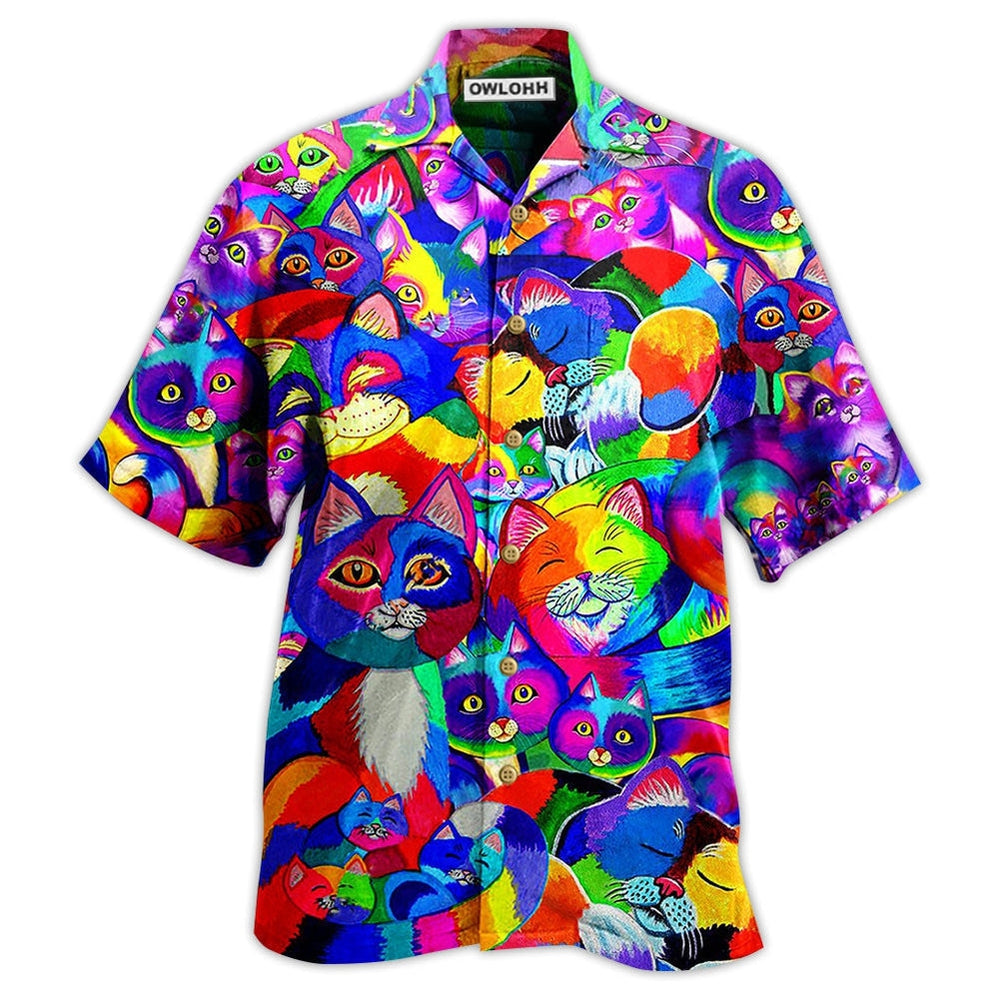 Hawaiian Shirt / Adults / S Cat Colorful Rainbow - Hawaiian Shirt - Owls Matrix LTD
