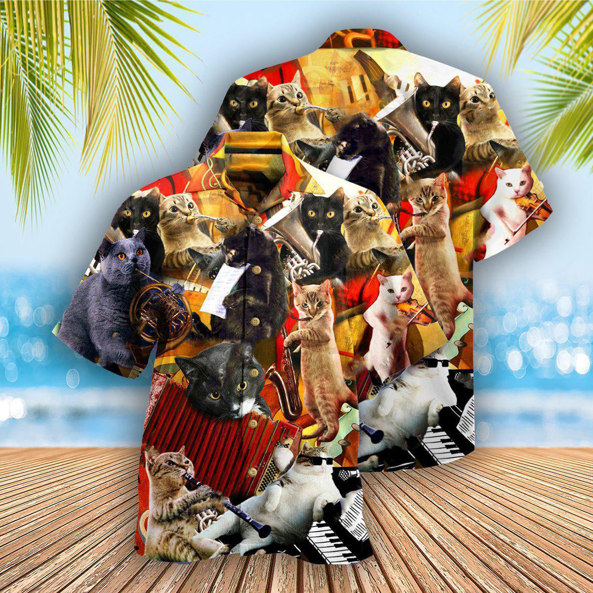 Cat Keep Your Vibes Cats Love Music - Hawaiian Shirt - Owls Matrix LTD
