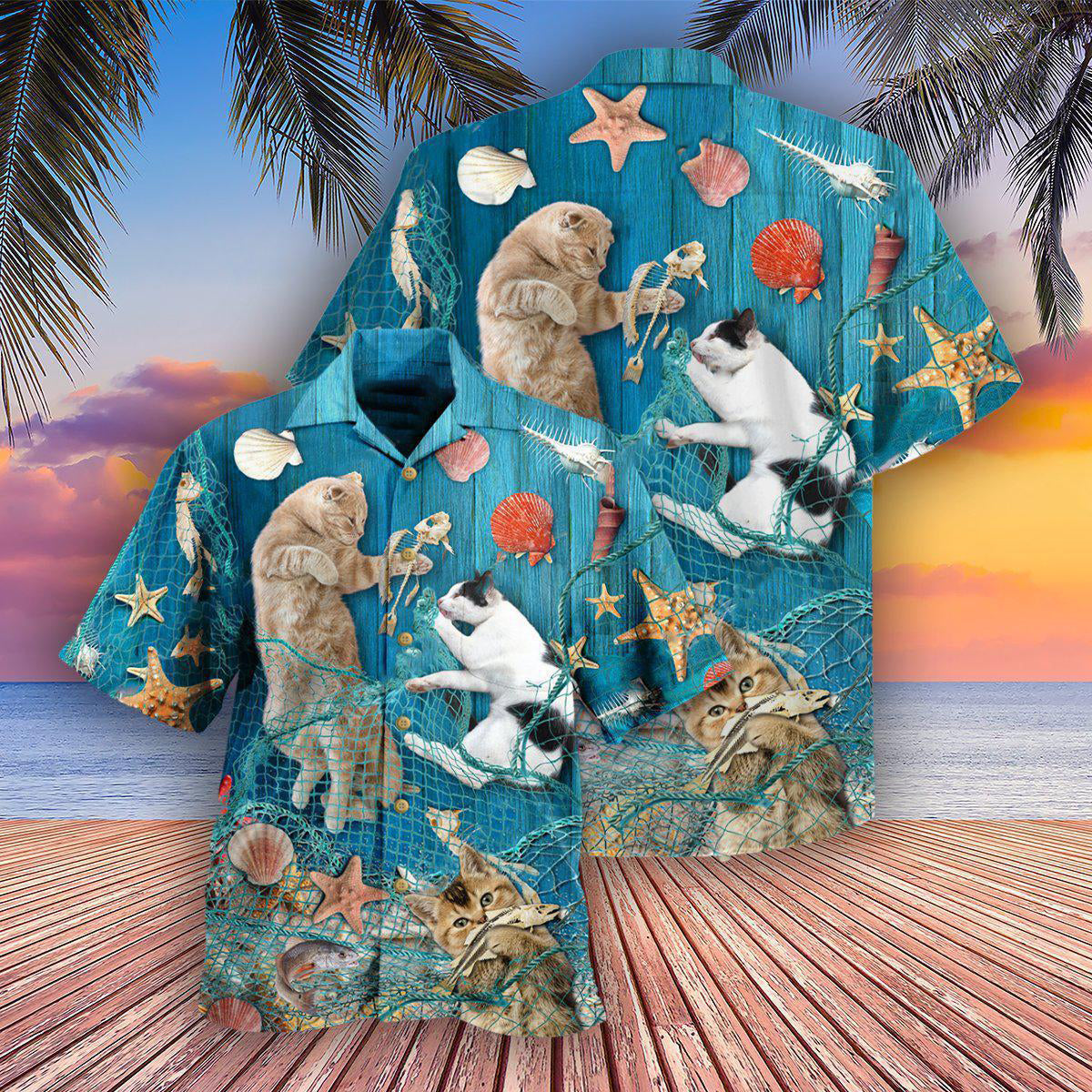 Cat Lazy On Beach - Hawaiian Shirt - Owls Matrix LTD