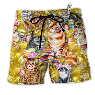 Beach Short / Adults / S Cat Life Is Better With Cats And Maracon Color - Beach Short - Owls Matrix LTD