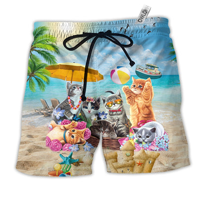 Beach Short / Adults / S Cat Love Beach Sunshine - Beach Short - Owls Matrix LTD
