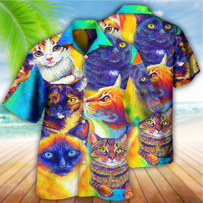 Cat Love Life Colorful Style - Hawaiian Shirt - Owls Matrix LTD