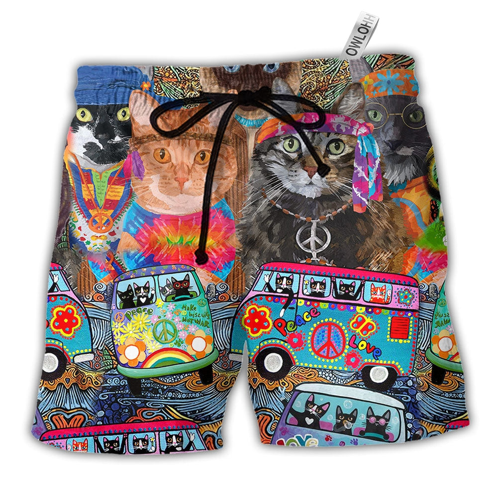 Beach Short / Adults / S Cat Love Life So Colorful - Beach Short - Owls Matrix LTD
