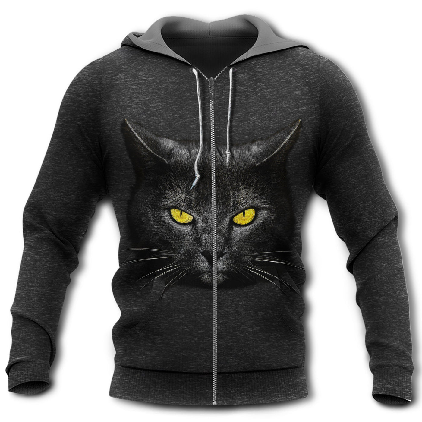 Zip Hoodie / S Cat Loves Darkness In Night - Hoodie - Owls Matrix LTD