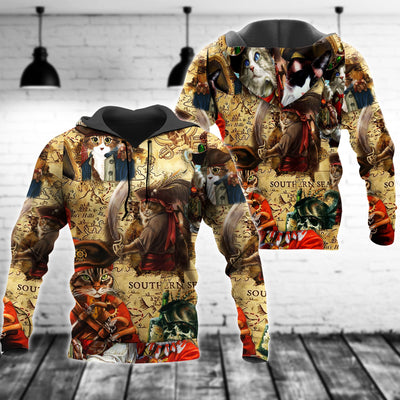 Cat Pirates Cool With Traditional Style - Hoodie - Owls Matrix LTD