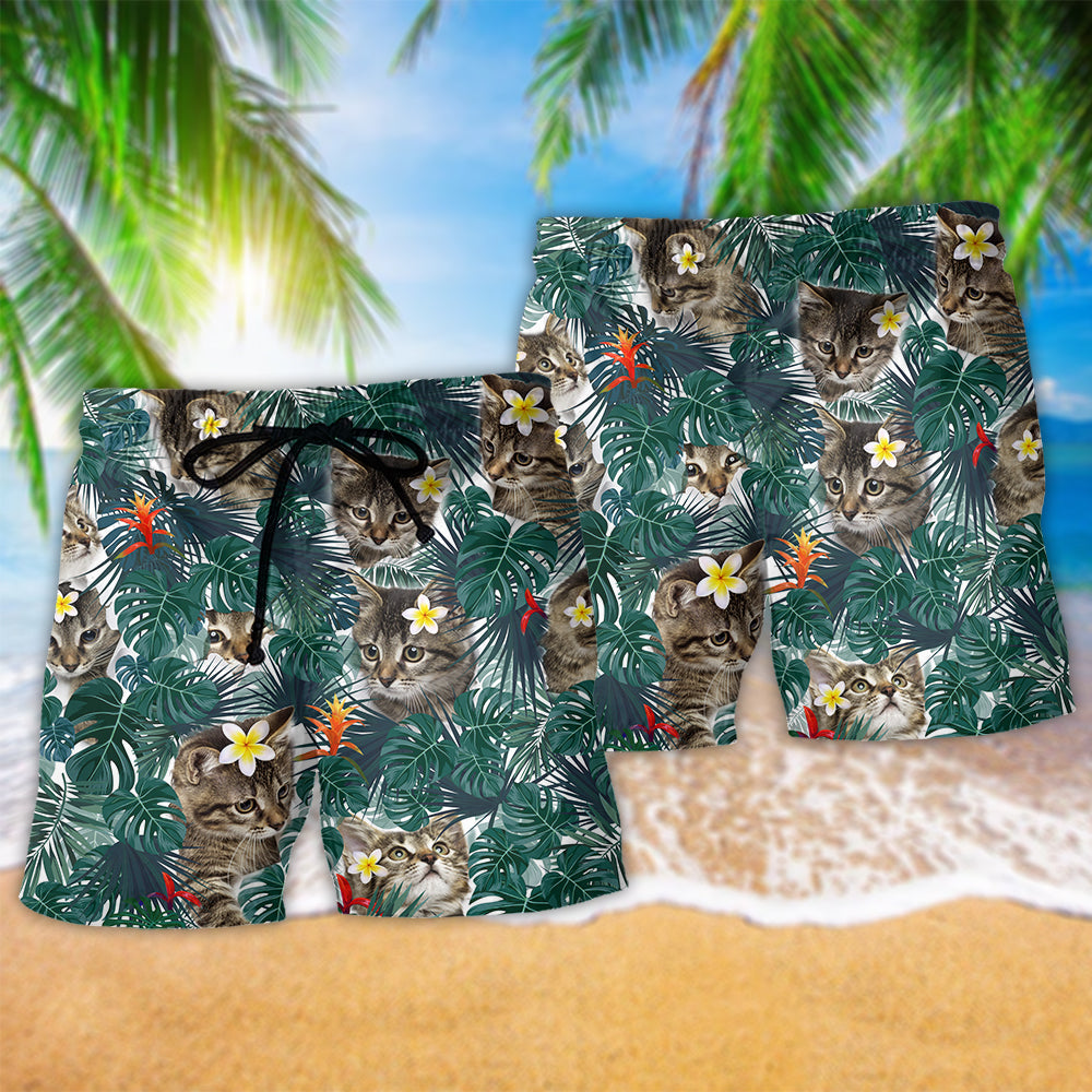 Cat Powered By Cat Sand Hawaii Tropical - Beach Short - Owls Matrix LTD
