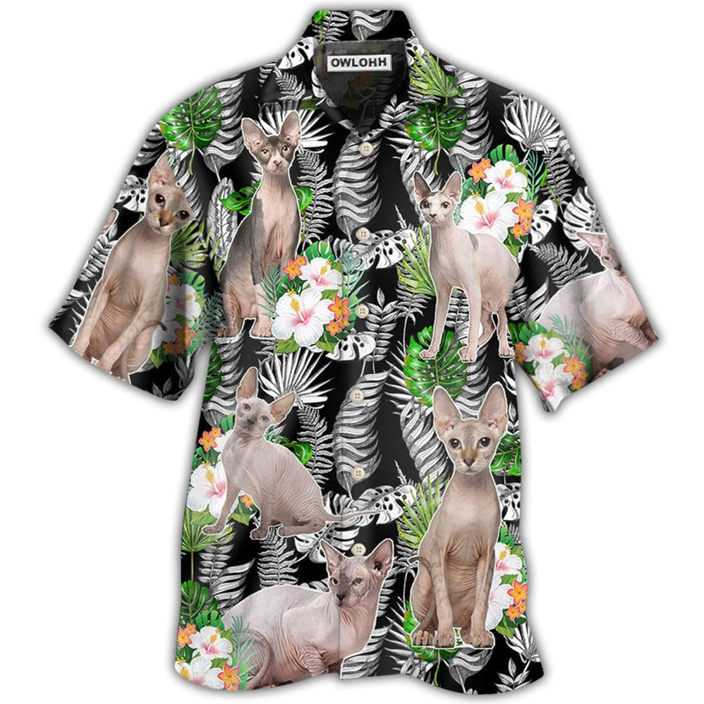 Hawaiian Shirt / Adults / S Cat Sphynx Cat Lover Tropical - Hawaiian Shirt - Owls Matrix LTD