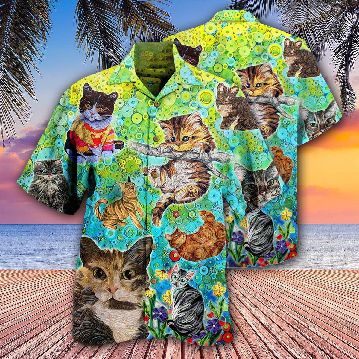 Cat Stay Fluffy Everything Gonna Be Alright - Hawaiian Shirt - Owls Matrix LTD
