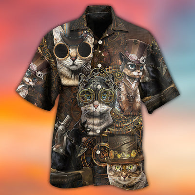 Cat Streampunk - Hawaiian Shirt - Owls Matrix LTD