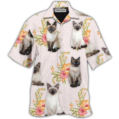 Hawaiian Shirt / Adults / S Cat Tropical Floral Siamese Cat - Hawaiian Shirt - Owls Matrix LTD