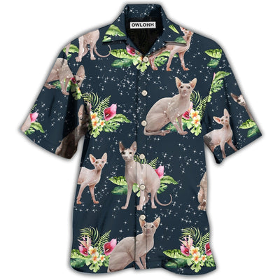 Hawaiian Shirt / Adults / S Cat Tropical Floral Sphynx Cat - Hawaiian Shirt - Owls Matrix LTD