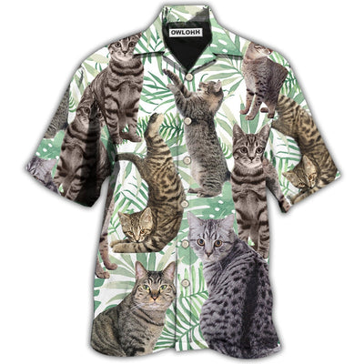 Hawaiian Shirt / Adults / S Cat Tropical Leaf Tabby Cat - Hawaiian Shirt - Owls Matrix LTD