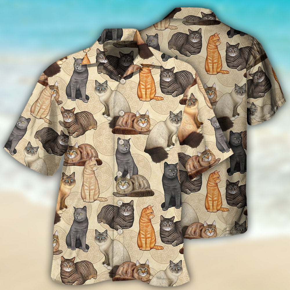 Cat Make Me Happy - Hawaiian Shirt - Owls Matrix LTD