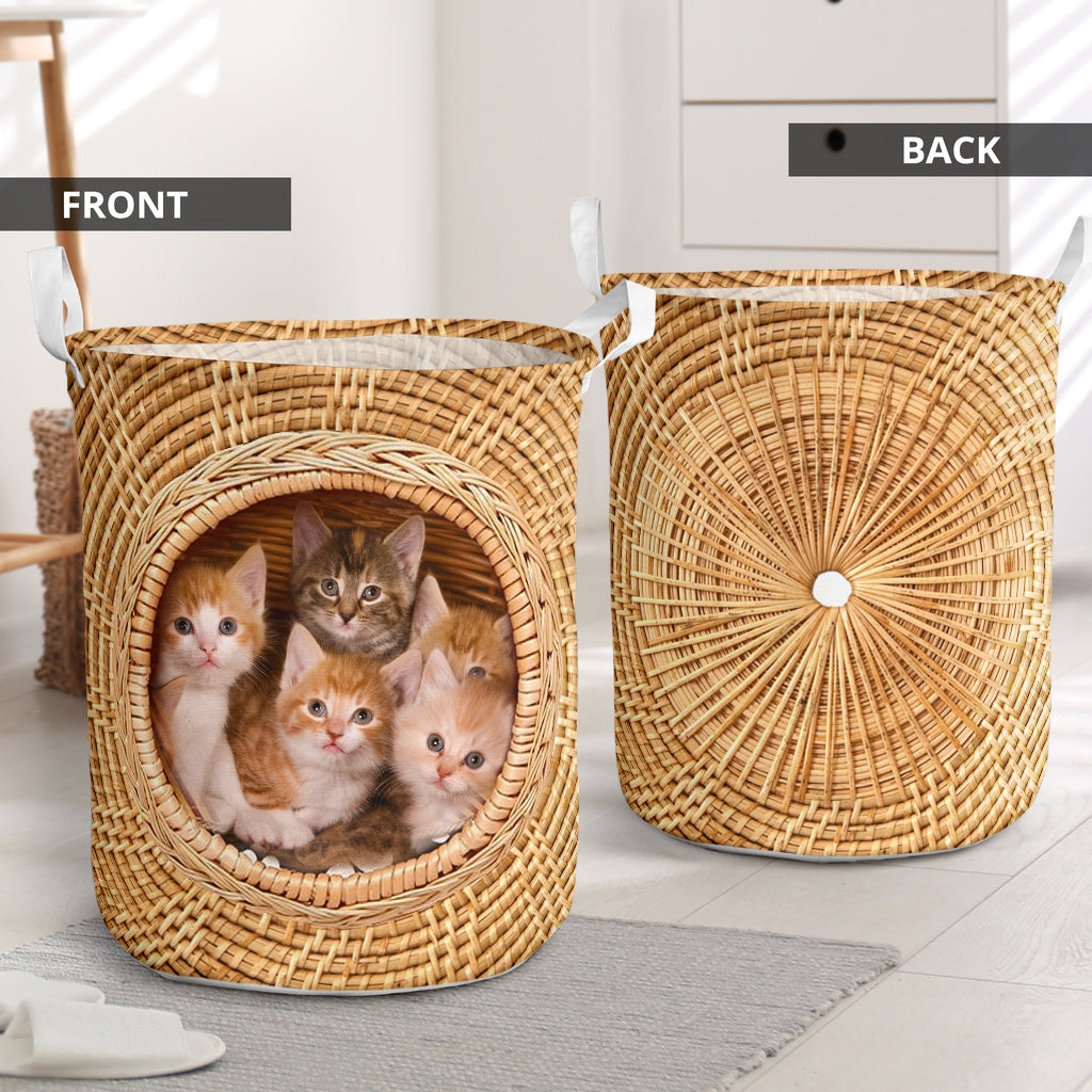Cat Bamboo Wave Lovely - Laundry Basket - Owls Matrix LTD