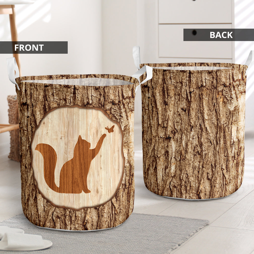 Cat Bark Wood Classic - Laundry Basket - Owls Matrix LTD