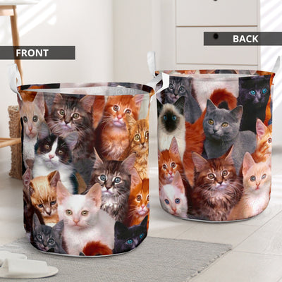 Cat Beautiful Cute Cats Colorful - Laundry Basket - Owls Matrix LTD