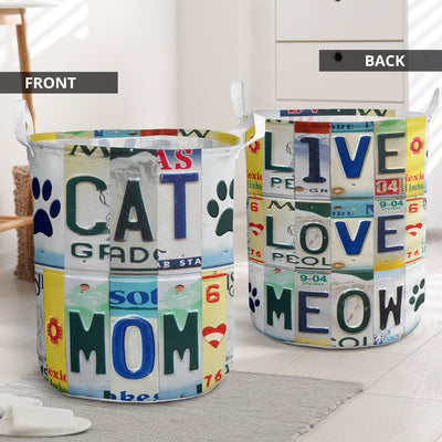 Cat Mom Live Love License Plate - Laundry Basket - Owls Matrix LTD