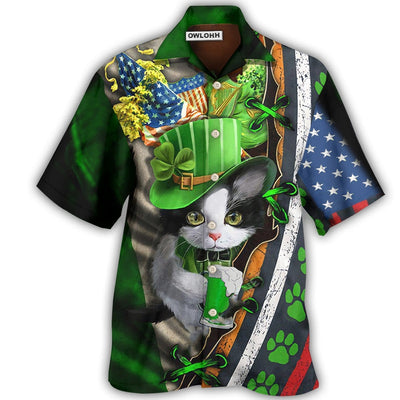 Hawaiian Shirt / Adults / S Irish Black Cat It's Not A Party Until An Irish Cat Show Up - Hawaiian Shirt - Owls Matrix LTD