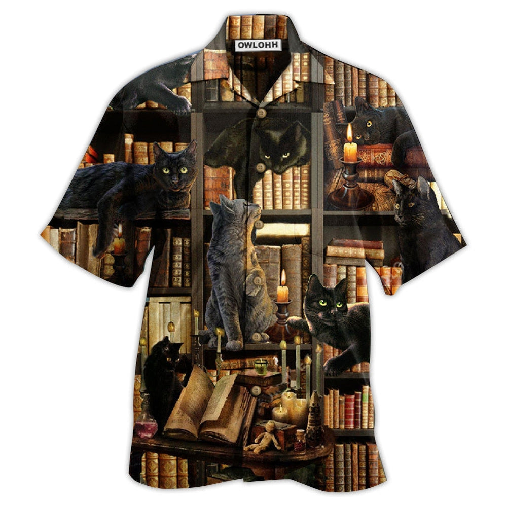 Hawaiian Shirt / Adults / S Book Cats Love Book Everytime - Hawaiian Shirt - Owls Matrix LTD