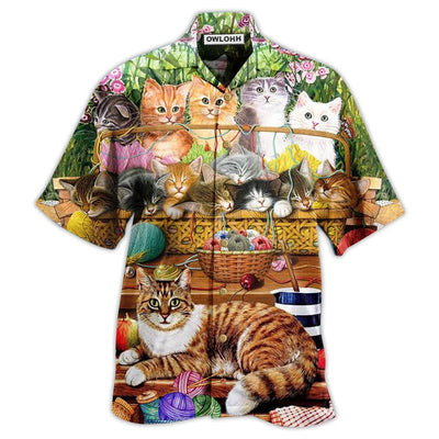 Hawaiian Shirt / Adults / S Cat Love Wool Roll - Hawaiian Shirt - Owls Matrix LTD