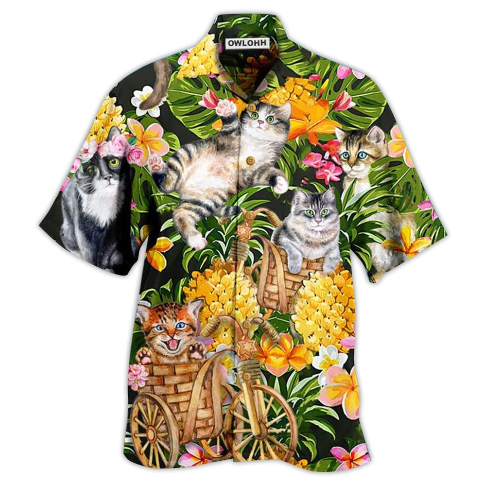 Hawaiian Shirt / Adults / S Cat Lovely And Flowers Garden - Hawaiian Shirt - Owls Matrix LTD