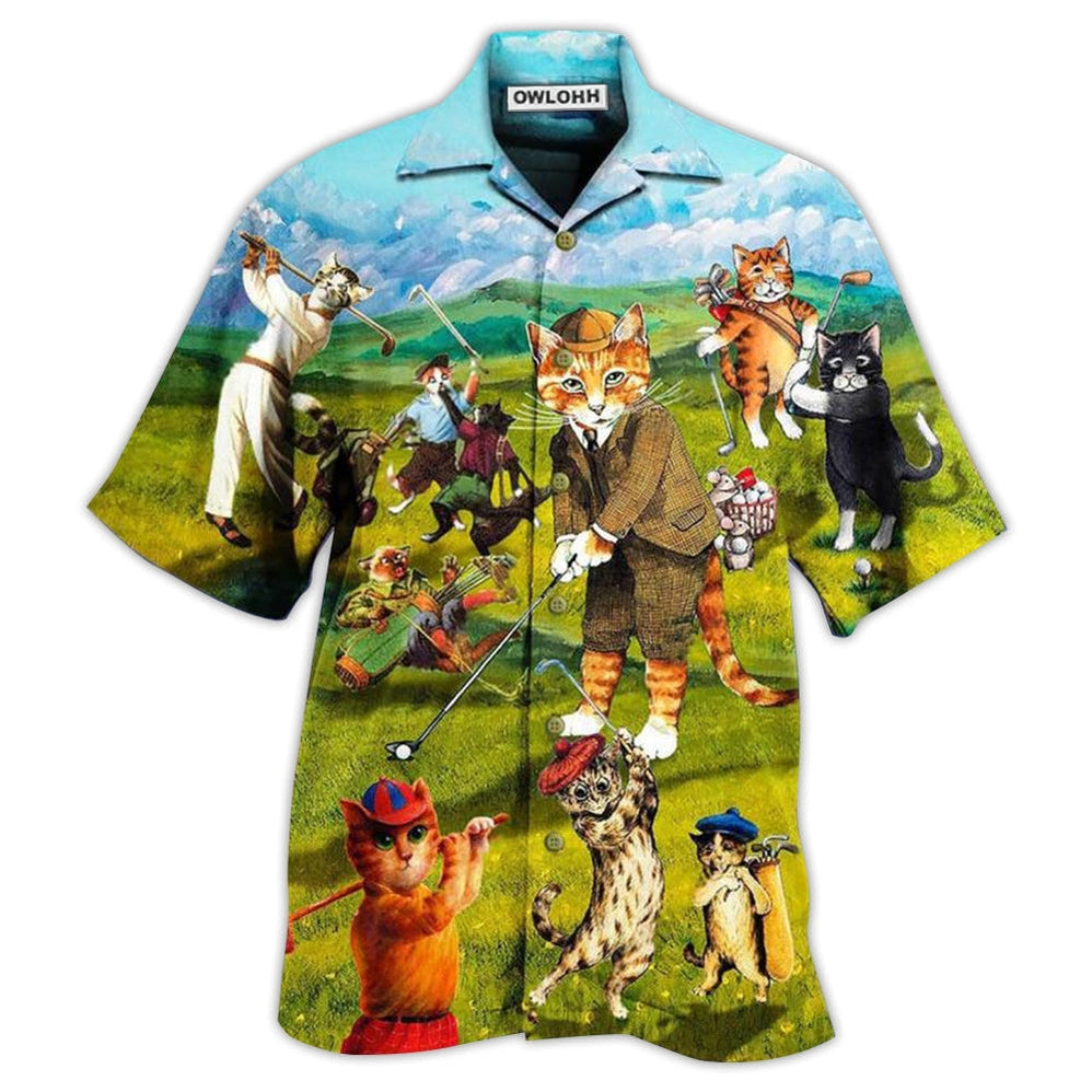 Hawaiian Shirt / Adults / S Golf Cats That What I Do I Play Golf And I Know Thing - Hawaiian Shirt - Owls Matrix LTD