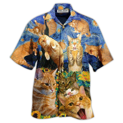 Hawaiian Shirt / Adults / S Cat The Sight Of Stars Makes Cat Dream - Hawaiian Shirt - Owls Matrix LTD