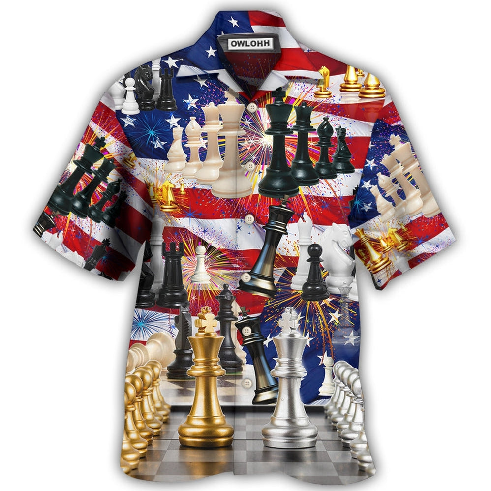 Hawaiian Shirt / Adults / S Chess And Firework Independence Day - Hawaiian Shirt - Owls Matrix LTD