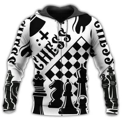 Zip Hoodie / S Chess Black And White Style - Hoodie - Owls Matrix LTD