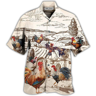Hawaiian Shirt / Adults / S Chicken Awesome Farmer Roosters - Hawaiian Shirt - Owls Matrix LTD