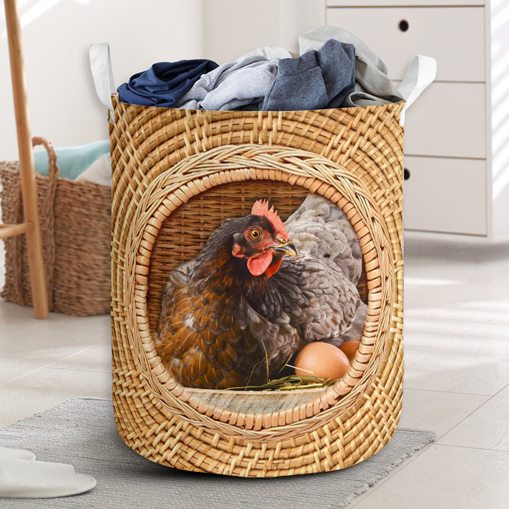 Chicken Bamboo Wave - Laundry Basket - Owls Matrix LTD