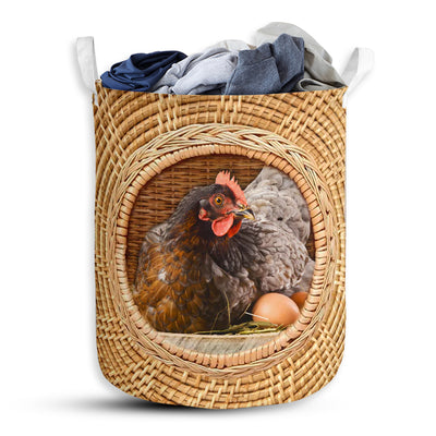 S: 17.72”x13.78” (45x35 cm) Chicken Bamboo Wave - Laundry Basket - Owls Matrix LTD