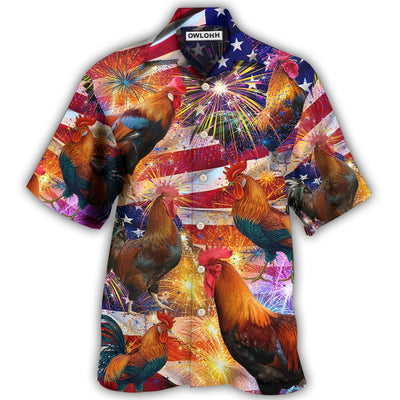 Hawaiian Shirt / Adults / S Chicken America Celebrating Independence Day - Hawaiian Shirt - Owls Matrix LTD